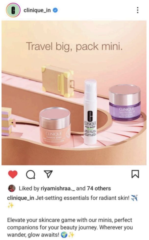 Clinique Travel Big, Pack Mini campaign creative